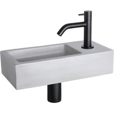 Differnz, Waschbecken, Ravo Fountain Set - Waschtische Beton - Hellgrau - gebogener Wasserhahn - Matt Schwarz - St (185 mm, 385 mm) Differnz, Waschbecken, Ravo Fountain Set - Waschtische Beton - Hellgrau - gebogener Wasserhahn - Matt Schwarz - St (185 mm, 385 mm)
