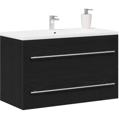 VIDAXL Wandmontiertes Badmöbel Eiche Schwarz - 80x38,5x48 cm VIDAXL Wandmontiertes Badmöbel Eiche Schwarz - 80x38,5x48 cm