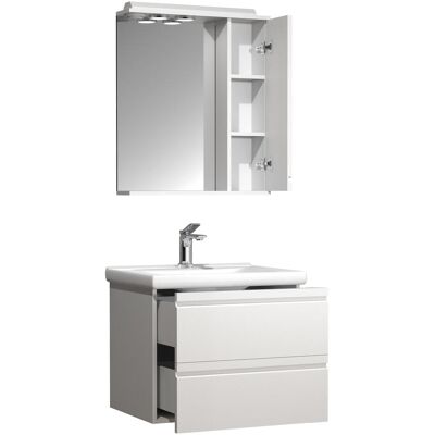 VCM Weiß 3-teiliges Badezimmermöbelset - Waschbecken, Spiegelschrank, Unterschrank VCM Weiß 3-teiliges Badezimmermöbelset - Waschbecken, Spiegelschrank, Unterschrank