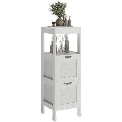 Vicco, Badezimmerregal, Midischrank Vilda, Weiss, 30 x 89 cm mit 2 Schubkästen (30 x 30 x 89 cm) Vicco, Badezimmerregal, Midischrank Vilda, Weiss, 30 x 89 cm mit 2 Schubkästen (30 x 30 x 89 cm)