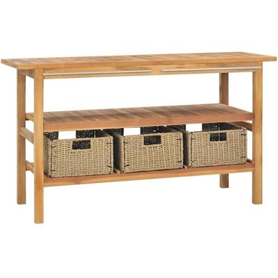 vidaXL Badschrank mit 3 Körben Teak Holz 132x45x75cm vidaXL Badschrank mit 3 Körben Teak Holz 132x45x75cm