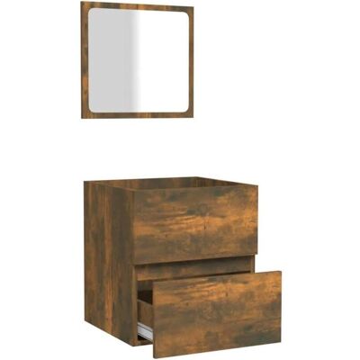 vidaXL Badezimmer Schrank mit Spiegel - Rauch Eiche - Modernes Design vidaXL Badezimmer Schrank mit Spiegel - Rauch Eiche - Modernes Design