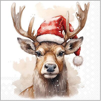 Ambiente, Servietten, Serviette Deer With Santa Hat (20 Stk., 33 x 33 cm) Ambiente, Servietten, Serviette Deer With Santa Hat (20 Stk., 33 x 33 cm)
