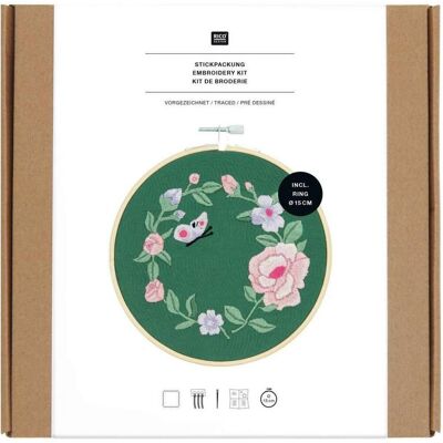 Rico Design Stickpackung Vorgezeichnet, Blumenkranz, Handarbeitsset Rico Design Stickpackung Vorgezeichnet, Blumenkranz, Handarbeitsset