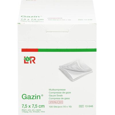 Gazin - Mullkomp.7,5x7,5 cm steril 8fach 10x10 St Gazin - Mullkomp.7,5x7,5 cm steril 8fach 10x10 St