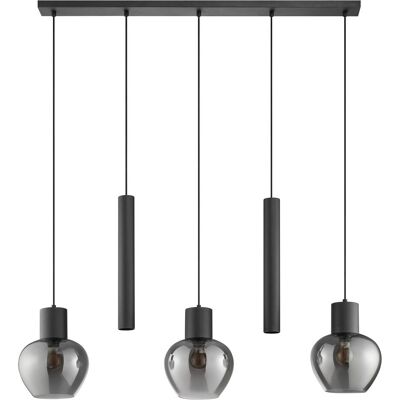 Brilliant, Pendelleuchte, 123 x 150 cm, 3x E27 u. 2x GU10 Fassung, Aluminium Rauchglas, schwarz (E27, GU10) Brilliant, Pendelleuchte, 123 x 150 cm, 3x E27 u. 2x GU10 Fassung, Aluminium Rauchglas, schwarz (E27, GU10)
