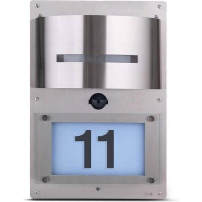 Grafner Edelstahl Wandlampe mit Bewegungsmelder & Hausnummer - Außen IP44 Grafner Edelstahl Wandlampe mit Bewegungsmelder & Hausnummer - Außen IP44