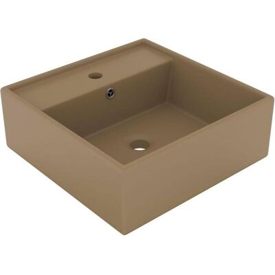vidaXL Luxus-Waschbecken Überlauf Quadrat Matt Creme - Waschbecken vidaXL Luxus-Waschbecken Überlauf Quadrat Matt Creme - Waschbecken