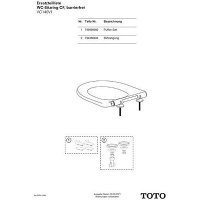 TOTO, WC Deckel, Puffer-Set + 2mm, für WC-Sitz CF barrierefrei TOTO, WC Deckel, Puffer-Set + 2mm, für WC-Sitz CF barrierefrei