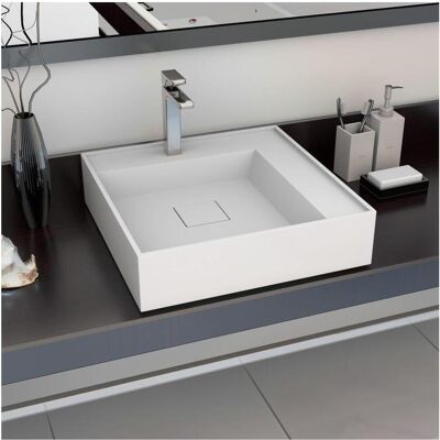 vidaXL Waschbecken 50x50x12,3cm Mineralguss/ Marmor Guss Weiß Badezimmer vidaXL Waschbecken 50x50x12,3cm Mineralguss/ Marmor Guss Weiß Badezimmer