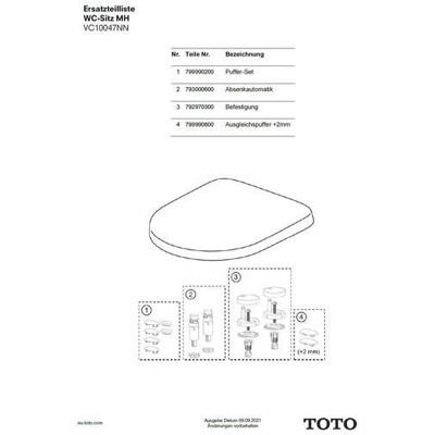 TOTO, WC Deckel, Ausgleichspuffür + 2mm, für WC-Sitz MH/NC/ES TOTO, WC Deckel, Ausgleichspuffür + 2mm, für WC-Sitz MH/NC/ES