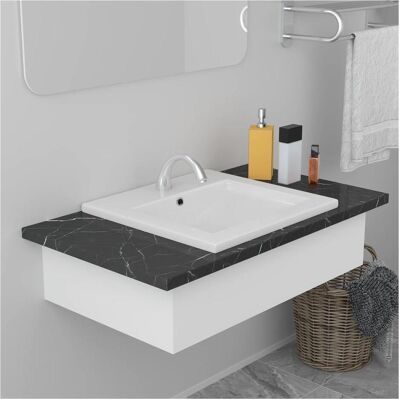 vidaXL Eingebautes Waschbecken - 91x39.5x18.5 cm Keramik Weiß vidaXL Eingebautes Waschbecken - 91x39.5x18.5 cm Keramik Weiß