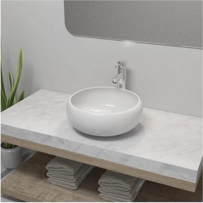 BD Keramik-Badbeck mit modernem Chrom-Armatur - Badbecken BD Keramik-Badbeck mit modernem Chrom-Armatur - Badbecken