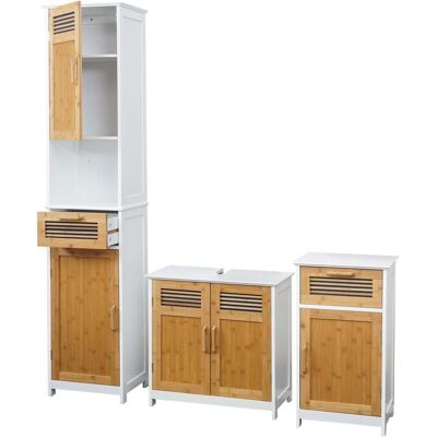 MCW A85 Badezimmermöbelset - Bambus, Weiß MCW A85 Badezimmermöbelset - Bambus, Weiß