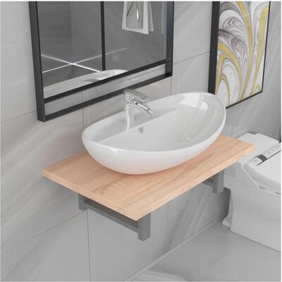 vidaXL Badezimmer Ovalbecken Keramik Wandregal - Badezimmermöbelset vidaXL Badezimmer Ovalbecken Keramik Wandregal - Badezimmermöbelset