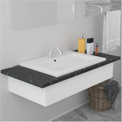 vidaXL Eingebautes Waschbecken - Keramik Weiß - 61x39,5x18,5 cm vidaXL Eingebautes Waschbecken - Keramik Weiß - 61x39,5x18,5 cm