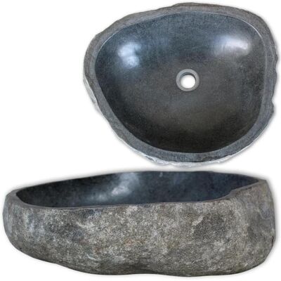 vidaXL Badezimmer Waschbecken Oval Flussstein 45-53cm - Naturstein vidaXL Badezimmer Waschbecken Oval Flussstein 45-53cm - Naturstein