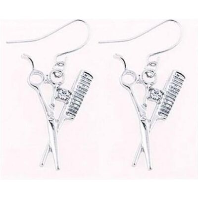 A&A, Haarschmuck, Ohrring mit Anhänger Kamm und Schere A&A, Haarschmuck, Ohrring mit Anhänger Kamm und Schere