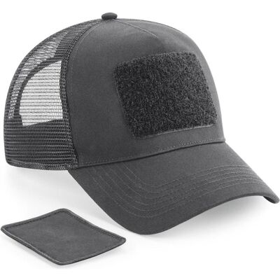 Beechfield Grössenverstellbare Netzkappe mit abnehmbarem Patch, Applikationen, Grau Beechfield Grössenverstellbare Netzkappe mit abnehmbarem Patch, Applikationen, Grau