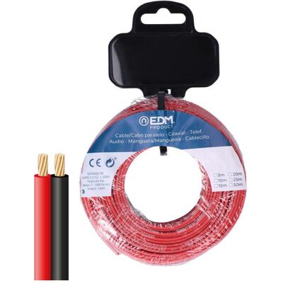 EDM, Kabelleitung, Parallel cable 2x1mm² red/black 50m. (50 m) EDM, Kabelleitung, Parallel cable 2x1mm² red/black 50m. (50 m)