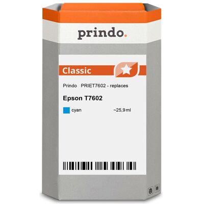 Prindo, Druckerpatrone, kompatibel mit Epson T7602 (C) Prindo, Druckerpatrone, kompatibel mit Epson T7602 (C)