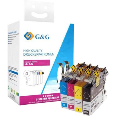 G&G, Druckerpatrone, XL-Druckerpatronen kompatibel zu Brother LC-123VALBP je 1x Schwarz Cyan - Ko (BK, C, M, Y) G&G, Druckerpatrone, XL-Druckerpatronen kompatibel zu Brother LC-123VALBP je 1x Schwarz Cyan - Ko (BK, C, M, Y)