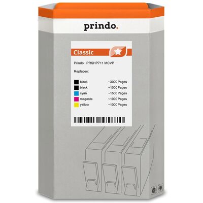 Prindo, Druckerpatrone, Classic Multipack Noir(e) / Cyan / Magenta / Jaune (PRSHP711 MCVP) (BK, C, M, Y) Prindo, Druckerpatrone, Classic Multipack Noir(e) / Cyan / Magenta / Jaune (PRSHP711 MCVP) (BK, C, M, Y)