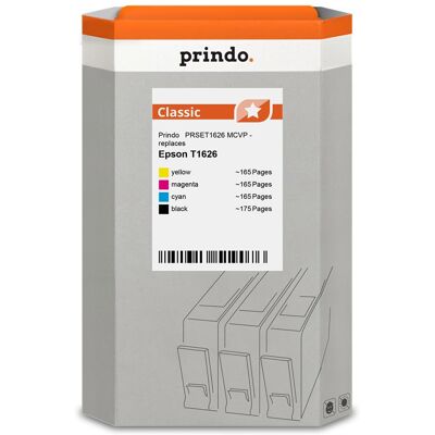 Prindo, Druckerpatrone, Classic Multipack Noir(e) / Cyan / Magenta / Jaune (PRSET1626 MCVP) (C, M) Prindo, Druckerpatrone, Classic Multipack Noir(e) / Cyan / Magenta / Jaune (PRSET1626 MCVP) (C, M)