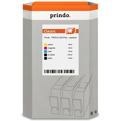 Prindo, Druckerpatrone, kompatibel mit Canon 2x PGI-520bk+CLI-521 /// (BK, C, M, Y) Prindo, Druckerpatrone, kompatibel mit Canon 2x PGI-520bk+CLI-521 /// (BK, C, M, Y)