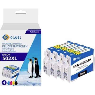 G&G, Druckerpatrone, XL Druckerpatrone 4er Set für Epson 502XL kompatibel (BK, C, M, Y) G&G, Druckerpatrone, XL Druckerpatrone 4er Set für Epson 502XL kompatibel (BK, C, M, Y)