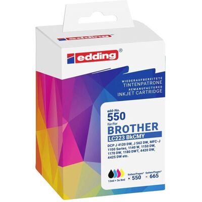 Edding EDD-550 Druckerpatronen - Schwarz, Cyan, Magenta, Gelb - Druckerzubehör Edding EDD-550 Druckerpatronen - Schwarz, Cyan, Magenta, Gelb - Druckerzubehör