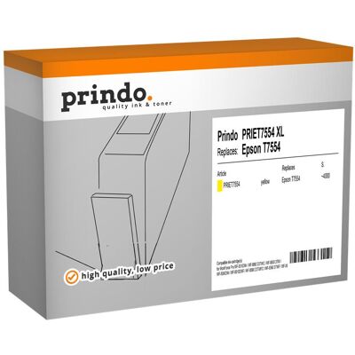 Prindo, Druckerpatrone, kompatibel mit Epson T7554 (Y) Prindo, Druckerpatrone, kompatibel mit Epson T7554 (Y)
