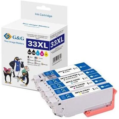 G&G, Druckerpatrone, XL-Druckerpatronen 5er Set für Epson 33XL/ T3357 G&G, Druckerpatrone, XL-Druckerpatronen 5er Set für Epson 33XL/ T3357