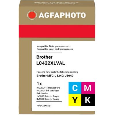 Agfaphoto, Druckerpatrone, kompatibel mit Brother LC-422XL (BK, C, M, Y) Agfaphoto, Druckerpatrone, kompatibel mit Brother LC-422XL (BK, C, M, Y)