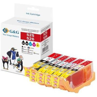 G&G, Druckerpatrone, Kombipack kompatibel Canon PGI-525/CLI-526 (BK, C, M, PGBK, Y) G&G, Druckerpatrone, Kombipack kompatibel Canon PGI-525/CLI-526 (BK, C, M, PGBK, Y)