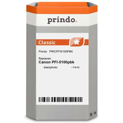 Prindo, Druckerpatrone, kompatibel mit Canon PFI-5100pbk SchwarzFoto (BK) Prindo, Druckerpatrone, kompatibel mit Canon PFI-5100pbk SchwarzFoto (BK)