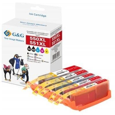 G&G, Druckerpatrone, Kombipack kompatibel Canon PGI-550XL/CLI-551XL (BK, C, M, Y) G&G, Druckerpatrone, Kombipack kompatibel Canon PGI-550XL/CLI-551XL (BK, C, M, Y)