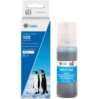 G&G, Druckerpatrone, Patrone komp. Epson 102/C13T03R240 Tintentank Cyan (C) G&G, Druckerpatrone, Patrone komp. Epson 102/C13T03R240 Tintentank Cyan (C)