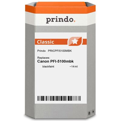 Prindo, Druckerpatrone, kompatibel mit Canon PFI-5100mbk SchwarzMatt Prindo, Druckerpatrone, kompatibel mit Canon PFI-5100mbk SchwarzMatt