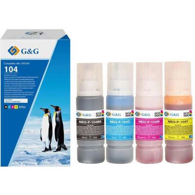 G&G, Druckerpatrone, Patrone Epson 104/C13T00P640 EcoTank 4x 70 ml BK/C/M/Y (BK, C, M, Y) G&G, Druckerpatrone, Patrone Epson 104/C13T00P640 EcoTank 4x 70 ml BK/C/M/Y (BK, C, M, Y)