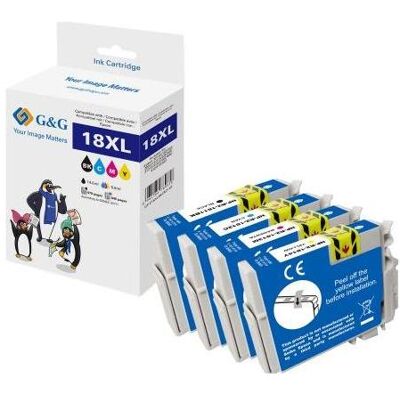 G&G, Druckerpatrone, Druckerpatronen 4er Set für Epson 18XL/ T1816 BK/C/M/Y (BK, C, M, Y) G&G, Druckerpatrone, Druckerpatronen 4er Set für Epson 18XL/ T1816 BK/C/M/Y (BK, C, M, Y)
