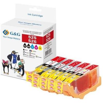 G&G, Druckerpatrone, Kombipack kompatibel Canon PGI-525/CLI-526 (BK, C, M, PGBK, Y) G&G, Druckerpatrone, Kombipack kompatibel Canon PGI-525/CLI-526 (BK, C, M, PGBK, Y)