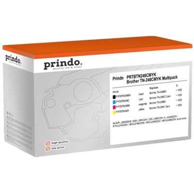 Prindo, Toner, kompatibel mit Brother TN-248CMYK (BK, C, M, Y) Prindo, Toner, kompatibel mit Brother TN-248CMYK (BK, C, M, Y)