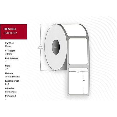 Capture Etikettenrolle, Label 76x38 - Core 25. White. (76 mm) Capture Etikettenrolle, Label 76x38 - Core 25. White. (76 mm)