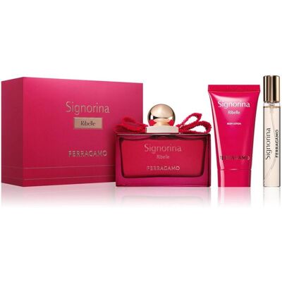Salvatore Ferragamo, Beauty Geschenkset, SIGNORINA RIBELLE (W) SET EDP 100 ml + EDP 15 ml + BODY LOTION 50 ml IT (Parfum Set) Salvatore Ferragamo, Beauty Geschenkset, SIGNORINA RIBELLE (W) SET EDP 100 ml + EDP 15 ml + BODY LOTION 50 ml IT (Parfum Set)