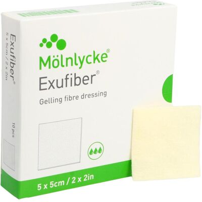 Mölnlycke Exufiber 5x5cm Gelverband - Wundversorgung Mölnlycke Exufiber 5x5cm Gelverband - Wundversorgung