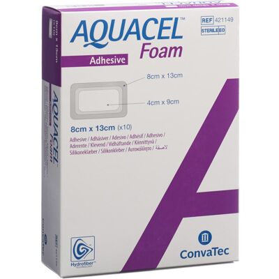 ConvaTec - Aquacel Foam - adhäsiv 8x13 cm - 10 St - Wundverband ConvaTec - Aquacel Foam - adhäsiv 8x13 cm - 10 St - Wundverband