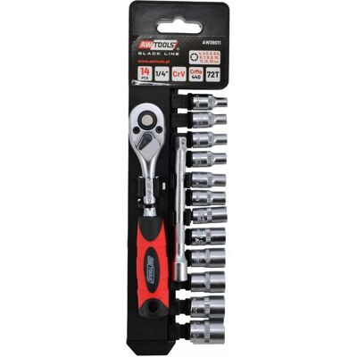 Awtools, Steckschlüssel + Stecknuss, ZESTAW KLUCZY 1/4" 12el Awtools, Steckschlüssel + Stecknuss, ZESTAW KLUCZY 1/4" 12el