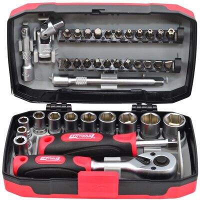 Awtools, Steckschlüssel + Stecknuss, Zestaw narzędzi ZESTAW KLUCZY 38el. 1/4 BLACK LINE Awtools, Steckschlüssel + Stecknuss, Zestaw narzędzi ZESTAW KLUCZY 38el. 1/4 BLACK LINE