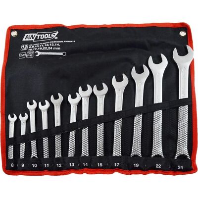 AW Tools AW40115 Schraubenschlüssel - 8-24 mm, 12-tlg, CrV-Stahl AW Tools AW40115 Schraubenschlüssel - 8-24 mm, 12-tlg, CrV-Stahl